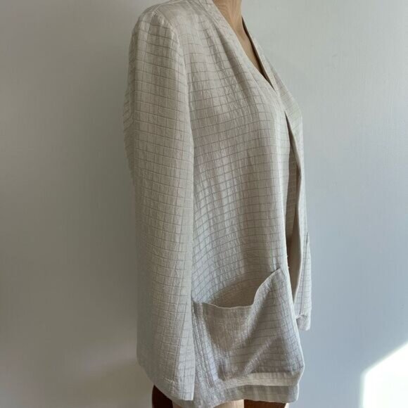 Eileen Fisher Womens Medium Silk Blend Organic Cotton Open Front Cardigan Jacket - Picture 2 of 13